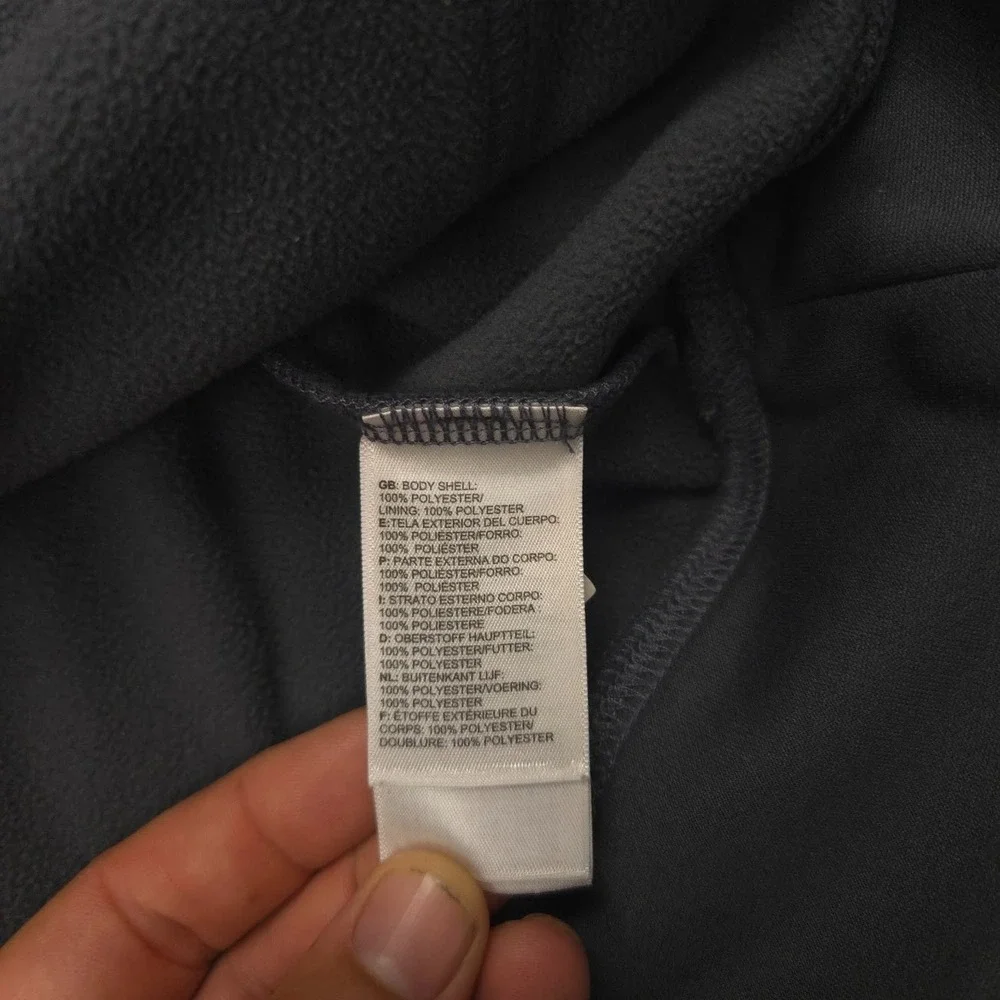 The North Face Mens Medium Hoodie Gray Yellow Logo Pullover Polyester Top